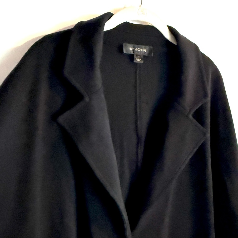St. John Black Collared Single Button Jacket Coat… - image 4